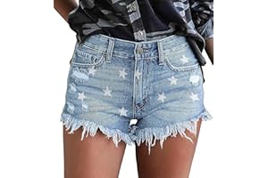 Uni-Wert Damen Jeansshorts Basic in Aged-Waschung Jeans Bermuda-Shorts High Waist Denim Kurze Hose Sommer Mode Destroyed Loch Hotpants Quaste Jeans Shorts