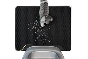 Conlun Cat Litter Mat, High-Quality Double Layer Waterproof Cat Mat, Honeycomb Pattern to Control Litter Distribution, Easy to Clean for the Cat Litter Tray Mat (Black