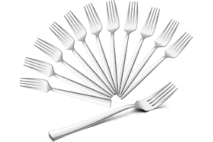 HaWare Set di 12 forchette da tavola in acciaio inox, eleganti e senza tempo, grandi forchette per la casa, ristorante, cucina, lucidate e bordi lisci, lavabili in lavastoviglie – 19,5 cm