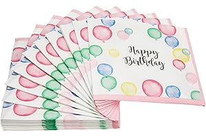 Amscan 9903863 - Servietten Happy Birthday, 20 Stück, 25 x 25 cm, Pastel, Geburtstag