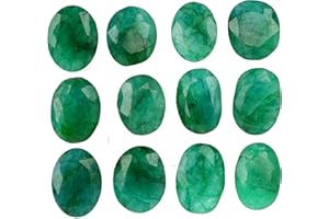 REAL-GEMS Colombian Emerald Approx 60 Ct - 7 Pcs Natural Oval Cut Green Emerald Loose Gemstones Lot, S, Gemstone, mix gemstones lot