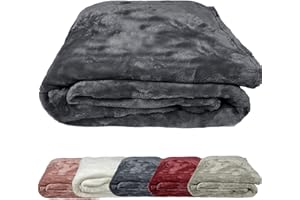 JEMIDI Coperta Morbida Effetto Cachemire 150x200 cm - Plaid Morbido Caldo - Coperta Divano Microfibra Flanella - Copriletto Invernale Color Antracite