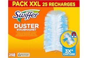 Swiffer Plumeau Duster Attrape & Retient Recharges Dépoussiérantes, Attrape Et Retient 3 Fois Plus De Cheveux Et Poussière Qu’Un Plumeau Ordinaire X 25 PACK XXL X 25recharges