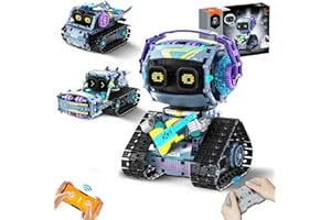 IKIDSUN Technik Roboter Kinder für Jungen, 3 in 1 Roboticset mit App & Fernsteuerung, Gitarrist-Roboter/Transport/Straßenwalze Programmierbares Bauspielzeug, Geschenke für Jungs Mädchen 6-12+ Jahre