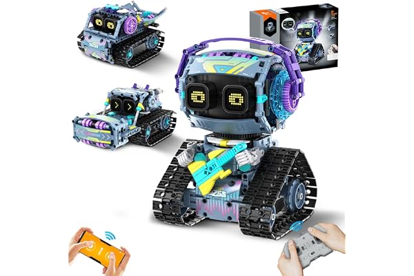 IKIDSUN Technic Robots Télécommandé pour Enfants, 3-en-1 STEM Robot de Course RC avec App Robot, Jouet de Construction programmable, Idées Cadeaux pour Garçons et Filles âgés de 8 à 12 Ans