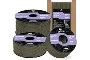 Abma Cord Paracord 2mm 30m Corda Nylon 3 Fili Tipo I Corda Paracord per Fai da te, Campeggio, Attività All'aperto - Max. 90kg (200lbs) - Verde Militare