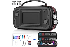 Tasche für Switch 2, Portable Protective Hard Shell Case kompatibel mit Nintendo oled/Swicth 1/Swicth 2 Konsole, Große Volumen Tragetasche mit 10 Kartenfächer PU Wasserdicht für Switch 2 Hülle