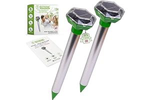 ISOTRONIC® Solar Mole Scarer, 2 pieces mole remover repellent to avoid voles in garden deterrent with vibration and ultrasonic