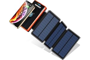 POWOBEST Solarladegerät Mobile Power 20000 mAh Ladung Schatz Solar Laden, Elektrisches Aufladen Dual Use Dual USB Charge 2,1 A Schnelle Aufladung Orange