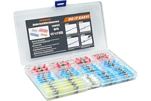 TOWOT 200PCS Heat Shrink Butt Connectors, Solder Seal Wire Connectors, Waterproof & Insulated & Corrosion Electrical Wire Terminals for Truck Marine Automotive Boat Wire Joint (200PCS)