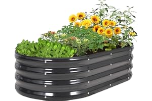 HEALSTOK Galvanisiertes Hochbeet Kit, 120x60x30cm Metall Pflanzkasten für Gemüse, Blumen & Kräuter - Outdoor Gartenarbeit mit einfacher Montage(Grau, 120x60x30cm/1stück)