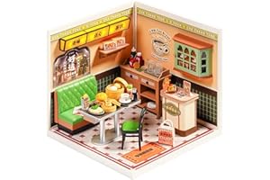 Rolife Super Creator DIY Miniature House Miniatur Haus Bausatz Selber Bauen Deko für Schreibtisch Bücherregal Modellbausatz Diorama Modellbau Bastelset für Kinder (DW021-Hong Kong Bites Cafe)