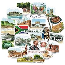 Sticker Arme Navy Peony Majestic South Africa Lot De 28 Autocollants De Voyage Illustrés à La Main Sur Le Thème Africain Du Cap Pour Journaux, Scrapbooking, Bagages Jelly Sticker