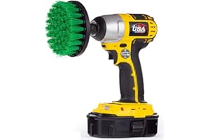 Huawell Brosse de nettoyage électrique avec fixation longue pour salle de bain et cuisine, coulis, baignoire, douche, carrelage, coin Vert moyen