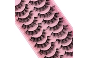 HICOCU Clear Band Falsche Wimpern D Curl Russische Streifen Falsche Wimpern Manga Lashes Natürlich aussehende falsche Wimpern, die wie einzelne Cluster aussehen Wispy Mink Eye Lashes Pack (DZG706)