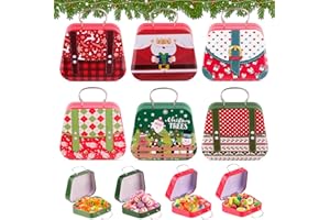 HGRGHH 6 Pezzi Scatole di Biscotti di Natale, Mini Scatole di Caramelle Natale, Forma di Borsetta, Scatole per Biscotti Natalizi Metallo, per Biscotti, Caramelle, Piccoli Oggetti, Bomboniere di Natale