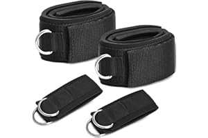 TOBWOLF 4 Pack Fitness Thigh Straps with Ankle Cuffs, Soft Neoprene Padded Fitness Leg Exercise Attachment Adjustable Thigh Ankle Resistance Belt for Cable Machines Gym Workout