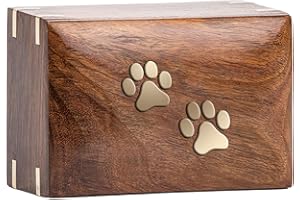 INTAJ Rosewood Urne funéraire paisible pour animal domestique – Urne funéraire pour chiens, chats – Urne souvenir pour cendres – Urne en bois (deux pattes, taille S – 15,2 x 10,2 x 7,9 cm)