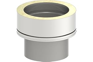 TECNOVIS Schornstein Übergangselemet von einwandig EW (0,6mm - 1,0mm Wandstärke) auf doppelwandig DW (25mm Isolierung); Ø 150mm Innendurchmesser, Edelstahl