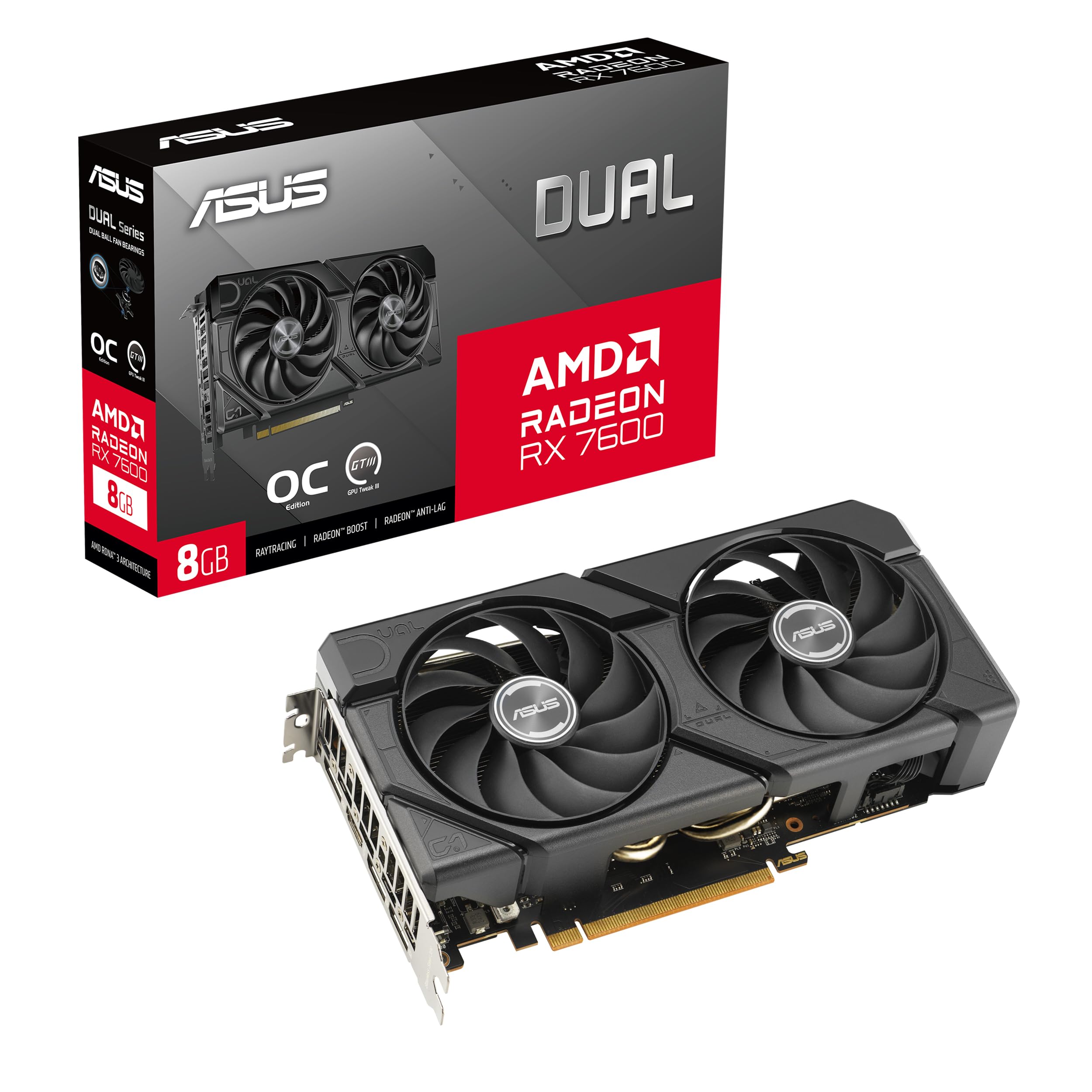 ASUS Dual Radeon RX 7600 EVO OC Edition 8GB GDDR6 Gaming Grafikkarte