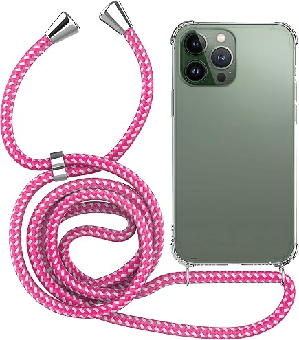 Lawonda Cover con Cordino per iPhone 13 Pro Max 6,7, Custodia Trasparente con Collana Rimovibile Tracolla Laccio Collo Ultra Sottile Morbido TPU Silicone Antiurto AntiGraffio Case, nero
