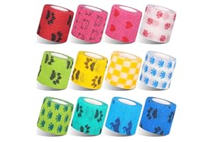 tonyg-p 12 Stück Selbsthaftende Bandage Selbstklebender Verband Cohesive Bandages Elastisch Pet Vet Wrap für Finger Handgelenk Knie Knöchelverstauchungen und Schwellungen 5cm*4,5m