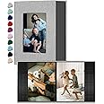 EJBLFE Photo Album 4x6,Linen Cover Slide-in Photo Album Book with 100 Vertical Black Pockets Holds 100 Photos for Family,Wedding,Baby and Anniversary Pictures (Grey)