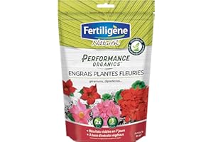 FERTILIGÈNE FERTILIGENE NATUREN POEFLE7 - Engrais Granulés Performance Organics Plantes Fleuries, Géraniums, Dipladénias UAB 700 g -Résultats dès 1 semaine -Avec extraits végétaux enrichi en guano marin -Pour 9m²