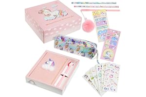 Brightzen Unicorn Stationery Set – Unicorn Notebook, Pens, Pencils, Pencil Case, Pocket Notepad and Stickers, Great Birthday Gifts for Girls Age 4 5 6 7 8 9 10 11 years old