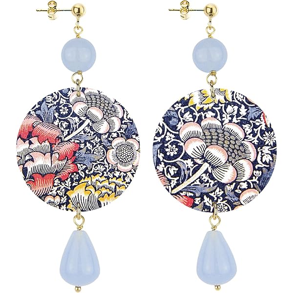 Lebole Gioielli Orecchini Mix&Match The Tag – Fiore Lilla Azzurro, 9cm, Made In Italy - 4