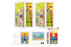 NUYIKASO Cornici artistiche per bambini, formato A4, con apertura frontale, per 150 immagini, per progetti artistici per bambini, opere d'arte, lavori scolastici, casa o ufficio