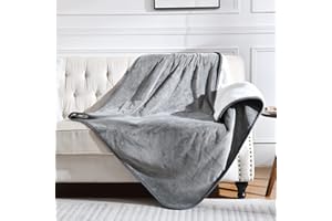 Yaning Waterproof Blanket for Bed Couch Sofa, Soft Liquid Pee Proof Pet Blanket for Dog Puppy Cat, Reversible Sherpa Fleece Blanket for Furniture Protector (Grey, 152x203cm)