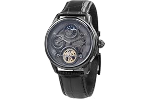 Thomas Earnshaw Longitude męski zegarek Legacy, 44 mm, ze skórzanym paskiem ES-8063, Czarny, Pasek