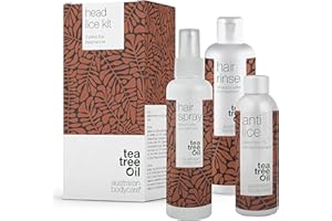 Australian Bodycare Head Lice Treatment - zestaw | 3 Produkty przeciw wszom | z 100% Olejkiem z Drzewa Herbacianego | 15 minutowa kuracja na wszawicę, spray ochronny, szampon dla całej rodziny