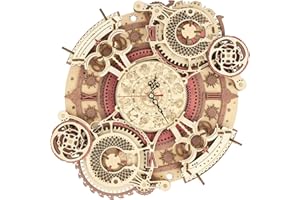 ROKR Puzzle Bois 3D Zodiaque Mur l'horloge pour Adultes Enfants de Plus 14 Ans Construction AdulteCadeaux de Décoration Rétro 168 Pièces, Zodiac Wall Clock