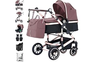 Daliya® NEOMOVE 3in1 Kinderwagen, Buggy & i-Size Babyschale (Rosegold-Violett)