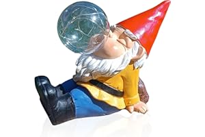 TIN DREAMS FACTORY | Gnomo Relajón con Luz Solar – Figura Accesorio Original para Jardín, Terraza y Patio – Enanito Decorativo para Exterior e Interior – Iluminación LED Automática