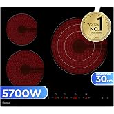 MIDEA 3-burner glass plate 5700 W - Integrated glass ceramic with touch control panel, light indicator, timer, child lock and