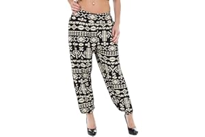 Love My Fashions® Women Harem Trouser AliBaba Plain & Printed Elactic Waist Hippie Pyjama Bottoms Loose Fit Baggy Pilates Yoga Pants and Summer Trousers