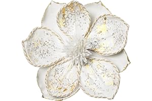 ‎BRIFUL Briful 4 Stücke Weihnachtsstern Christbaumschmuck Magnolie Kunstblumen mit Glitzern Poinsettia Kunstzweig Weihnachtliche Dekoration Weihnachtsbaum Neujahr Ornamente