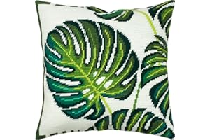 ‎BRVSK Monstera Leaves Nadelspitzen-Set, 40,6 x 40,6 cm, bedruckte Tapisserie-Leinwand, europäische Qualität