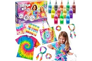 G.C Tie Dye Kit per Bambini con 12 Colori per Tintura Kit Fai da Te Con Magliette Borsa di Tela Colori per Tessuti Fazzoletto Articoli Usa e Getta Regalo Giocattoli Lavoretti Creativi per Bambini Adulto