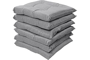 HABITA 33 HOME Cuscini per Sedie da Cucina Set da 6, Impermeabili e Antimacchia, Cuscini Sedie con Laccetti, Trapuntati al Centro, Double Face, Idrorepellenti, Coprisedie Cucina Made in Italy (Grigio Chiaro)