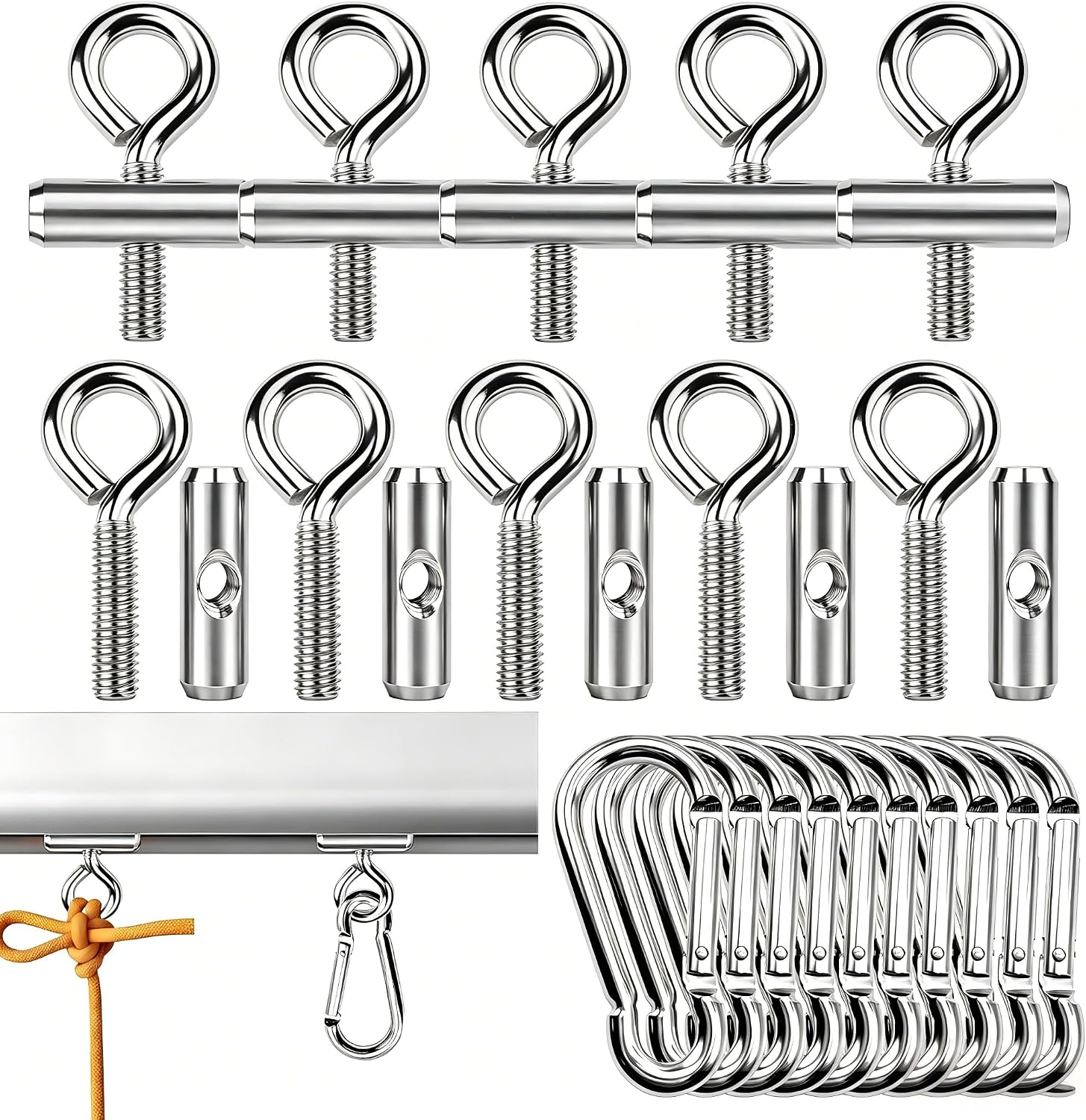 10 piezas Kederstopper 8-10mm Stopper für Kederschiene Accesories - Conjunto de topes de acero inoxidable con mosquitetas y ojos para Awkers von Wohnmobil, Caravan, Caravan, Campervan un Tent