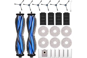 EOVWAEO 25 Stück Zubehörset für ECOVACS DEEBOT T50 PRO Omni / T50 PRO Omni Gen2 / T50 Omni Saugroboter, Ersatzubehör 2 Hauptbürste 6 Wischpads 6 Staubbeutel 6 Seitenbürste 4 Filter 1 Reinigungsbürste