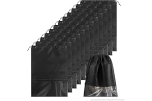 Mordx Pack of 12 Translucent Shoe Bags of Drawstring,Travel Shoe Bags,Shoe Storage Bags,Portable Waterproof and dustproof Shoe Bag,Suitable for Daily and Travel use（12.6x14.3 in）