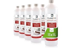 ‎HÖFER CHEMIE Höfer Chemie 15 x 1 L Bioethanol 100% - Flambiol für Ethanol Kamin, Ethanol Feuerstelle, Ethanol Tischfeuer und Bioethanol Kamin