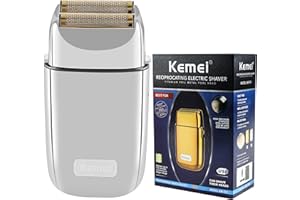 Kemei Máquina de Afeitar TX1, Cerrar Afeitadora Eléctrica Hombre, EasyClean,Tipo C Recargable para Afeitado Húmedo/Seco, Plateado