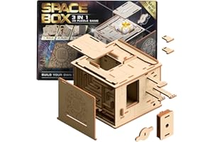 ESC WELT Space Box Jeu de Puzzle 3D - 3 en 1 Boîte de Puzzle en Bois - Casse-têtes - Boîte Cadeau Jeu d'énigmes - Pâques Boîte de Puzzle pour Adultes - Puzzles d'esprit 3D - Salle d'évasion Jeu