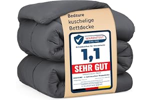 BEDSURE Täcke 240 x 220 året runt‑täcke – täcke utan överdrag 240 x 220 cm | 300 GSM, 4 säsonger täcken vändbara Grå, mjuk varm filt för allergiker